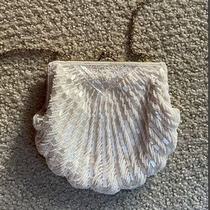 Vintage beaded seashell bag mermaid evening purse